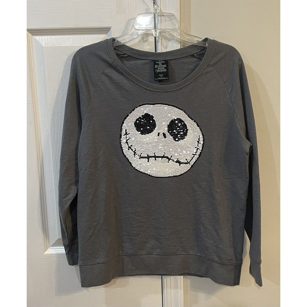 The Nightmare‎ Before Christmas Women's Sz L Sequin Jack Skellington Sweater